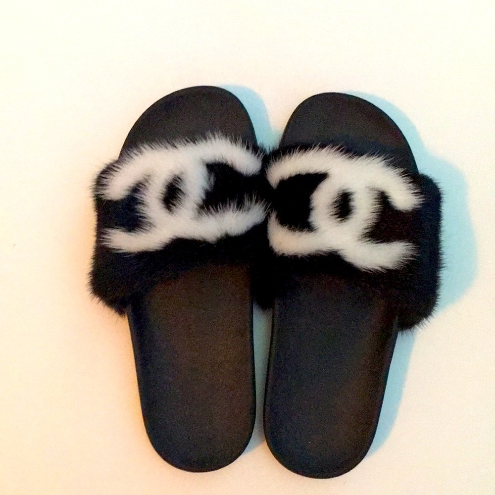 Chanel Fur Slides